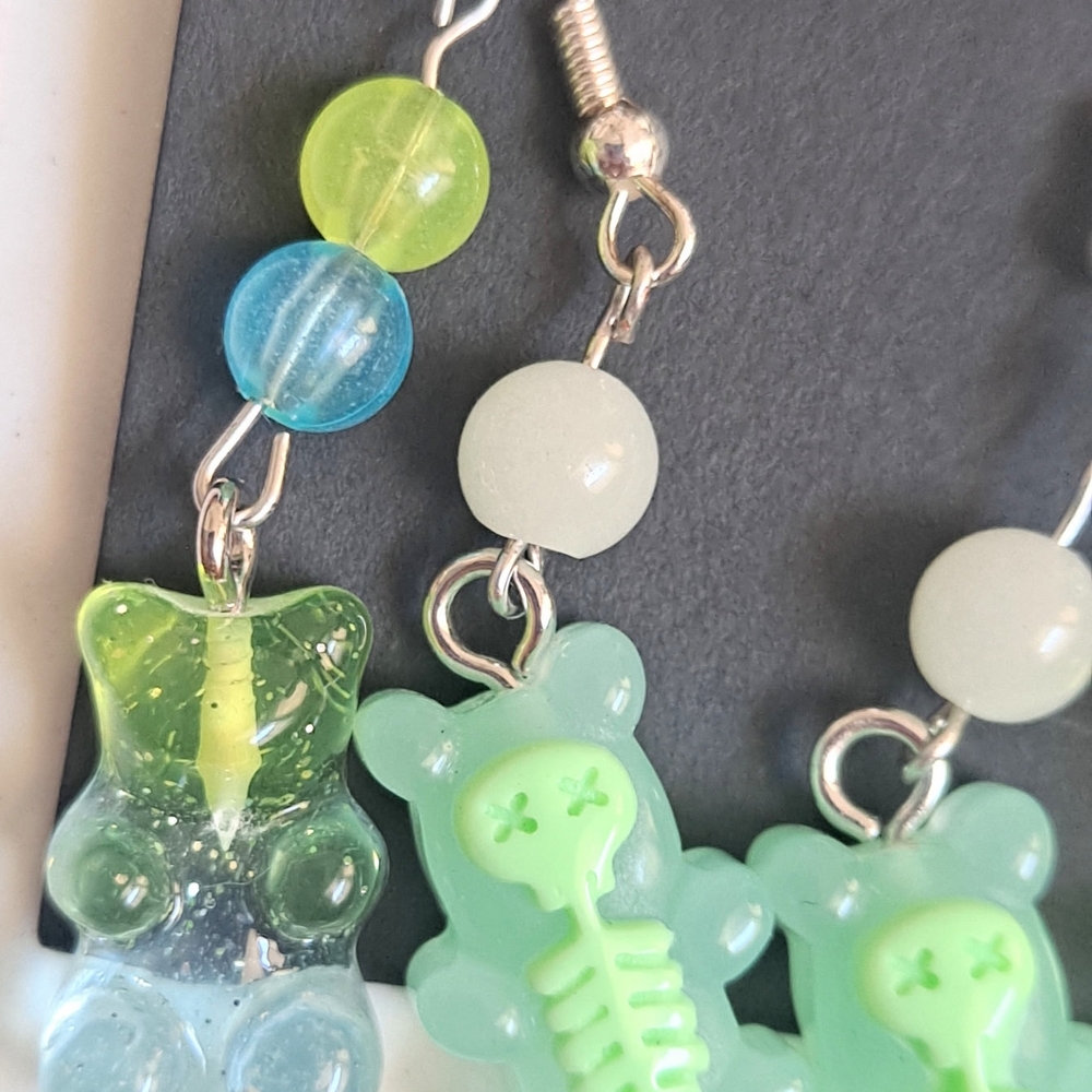 Gummy Bear Earrings - Green and Blue